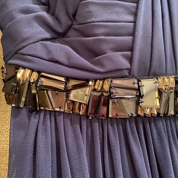 La Femme Strapless Prom Dress with Gem Detailing in Navy Size 0 - Picture 3 of 6